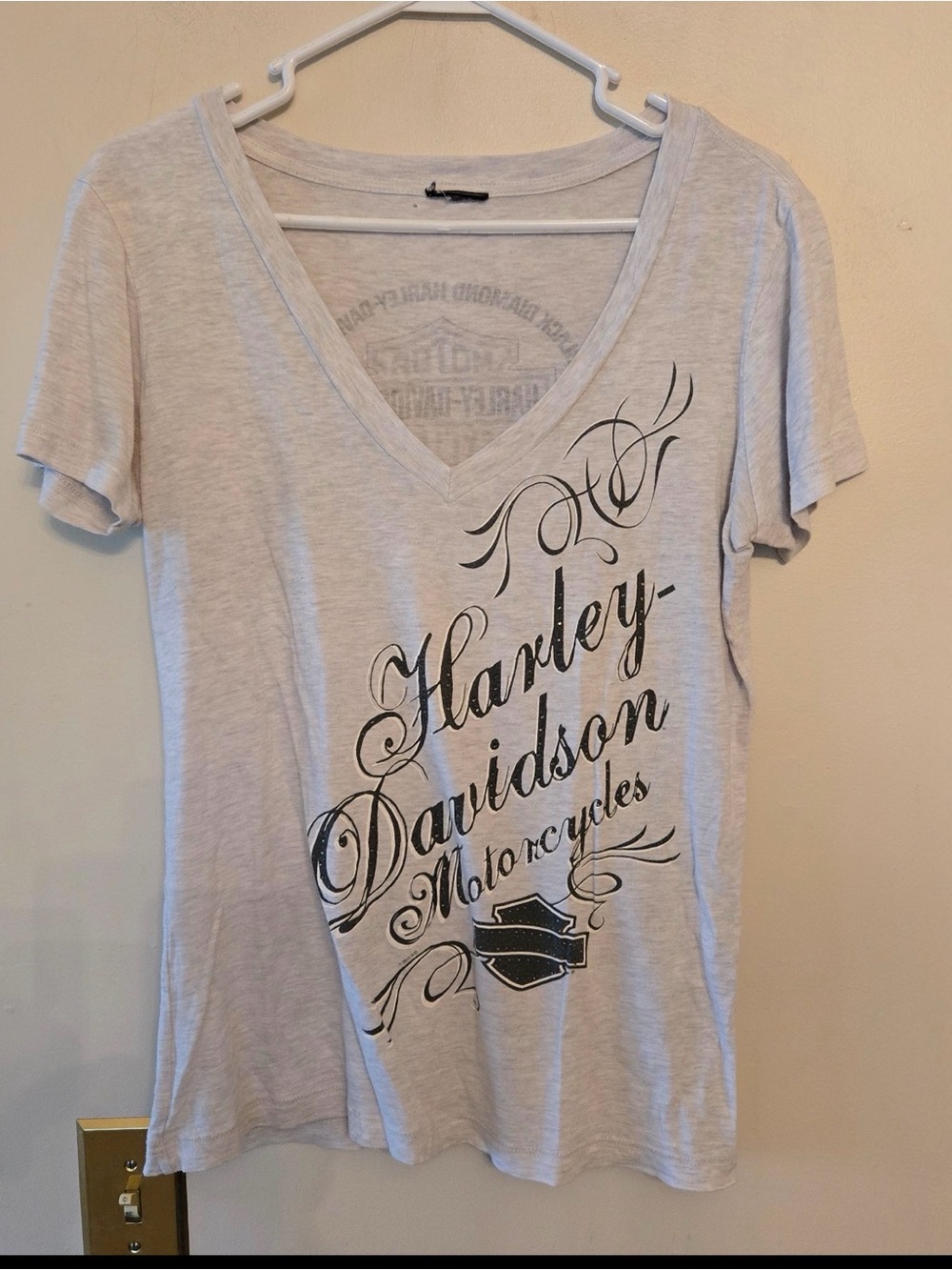 Harley Davidson off white v neck t shirt size womens xl